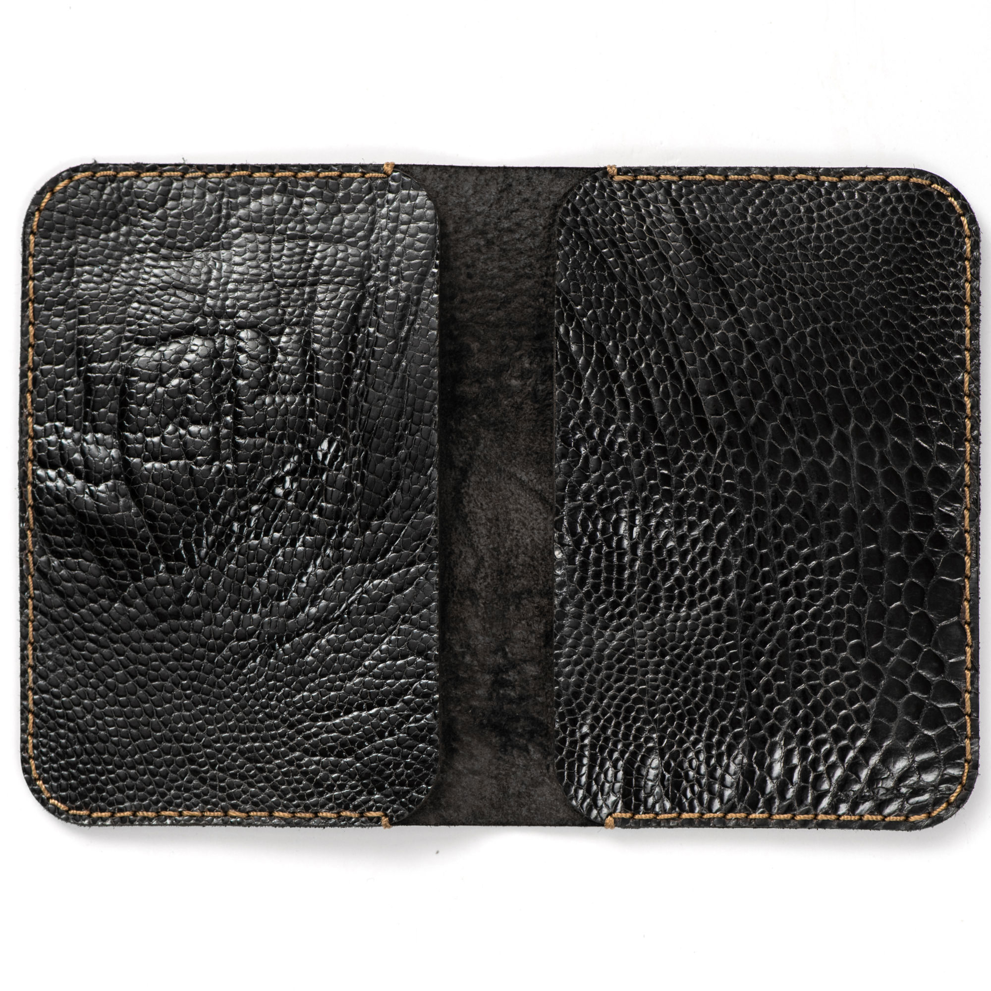 Minimalist Unisex Bifold Ostrich Leg Skin Leather Wallet H'Artisane