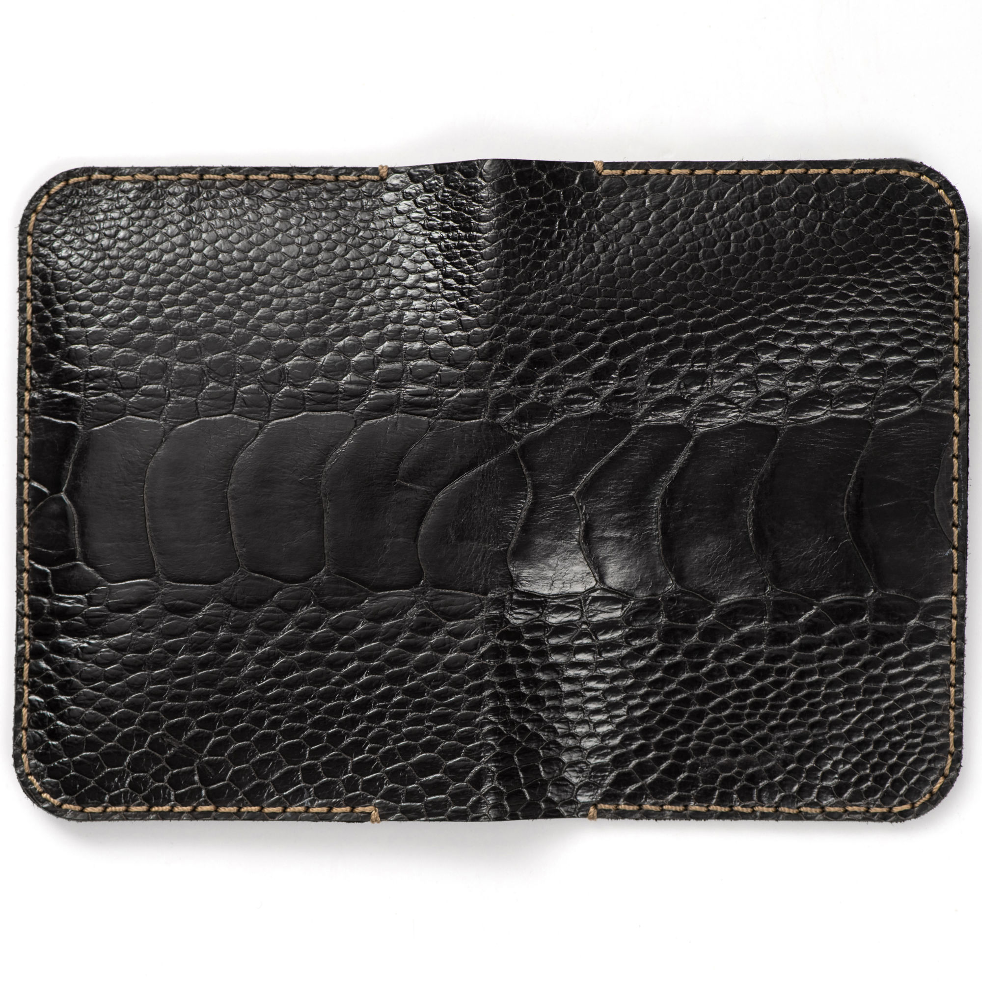 Minimalist Unisex Bifold Ostrich Leg Skin Leather Wallet H'Artisane